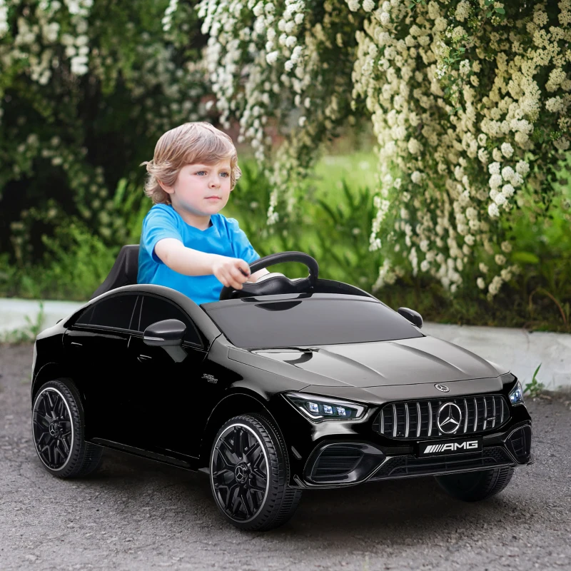 Qaba Mercedes-Benz AMG Licensed 12V Kids Ride on Car with Remote Control, Rear Suspension, LED Lights, Music, Black
