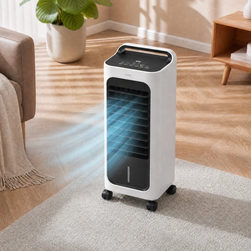 HOMCOM Room Air Cooler with Ice Packs, Ice Cooling Fan Water Humidifier Unit with Remote, Timer, Oscillating