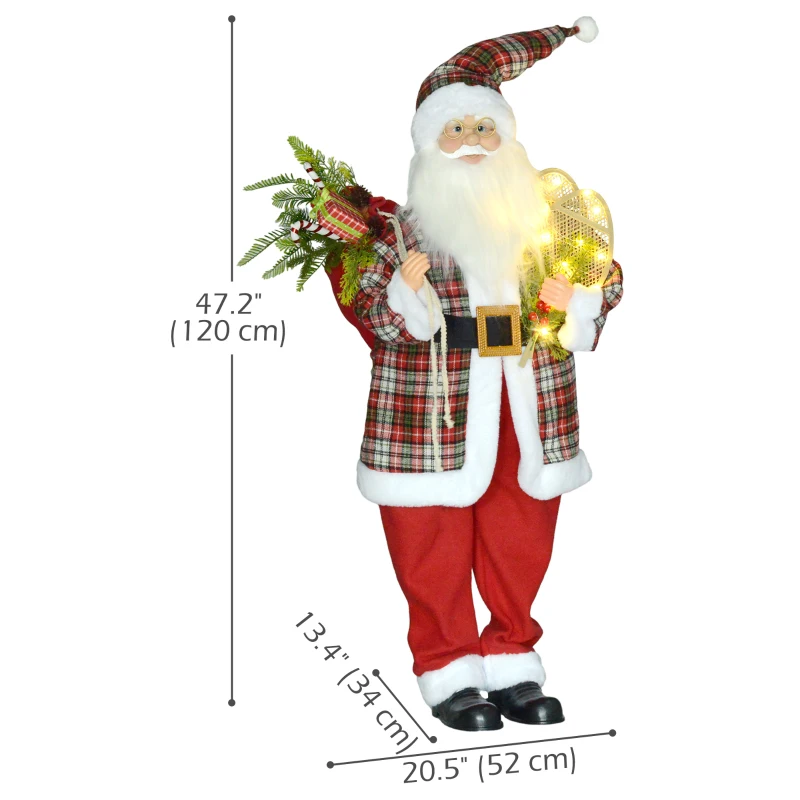 HOMCOM Life Size Singing and Dancing Santa Claus, Standing Animated Santa Claus with Posable Arms, Sack, Sound Activated