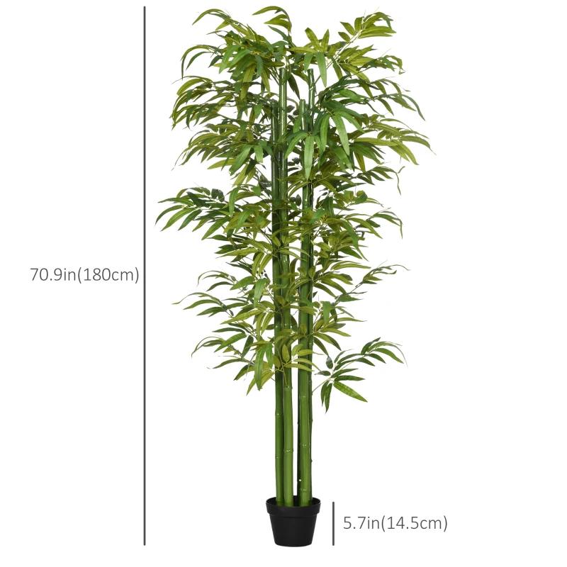 HOMCOM Set of 2 6 FT Artificial Tree Bamboo Tree Fake Plants in Pot for Home Office Living Room Decor, Green