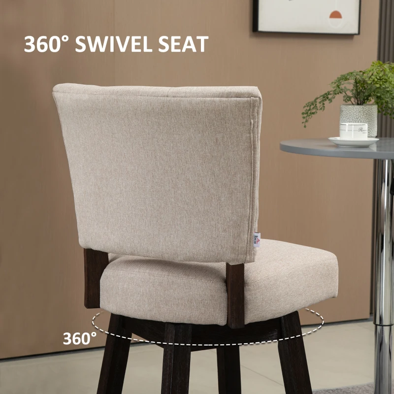 HOMCOM Set of 2 Tufted Bar Stool Chairs, Beige