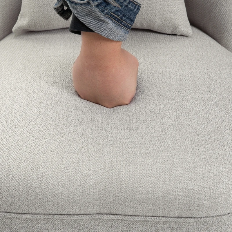 HOMCOM Small Button-Tufted Accent Chair Mid-Back Leisure Armchair with Upholstered Fabric, Solid Wood Legs, and Support Pillow, Beige