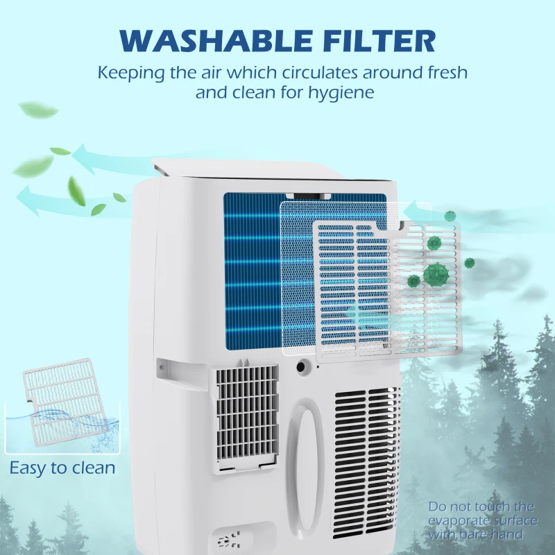 HOMCOM 12,000 BTU Mobile Air Conditioner 549 Sq. Ft., Dehumidifier Fan Auto Sleep with 24H Timer On/Off, Window Kit