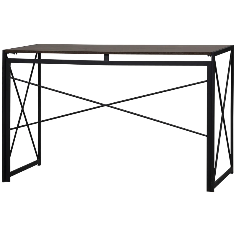HOMCOM Folding Computer Desk, 47.25"W Home Office Writing Desk with Metal Frame, Brown
