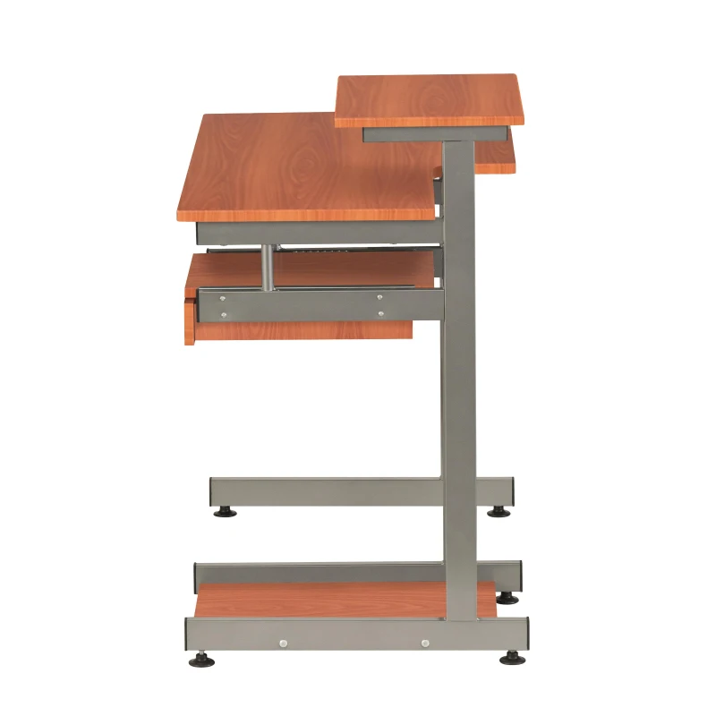 Practical Computer Desk with Slide-Out Keyboard Tray and Elevated Shelf, Ideal Workstation Table for Offices, Bedrooms, 38″ L x 22″ W x 35″ H, Brown