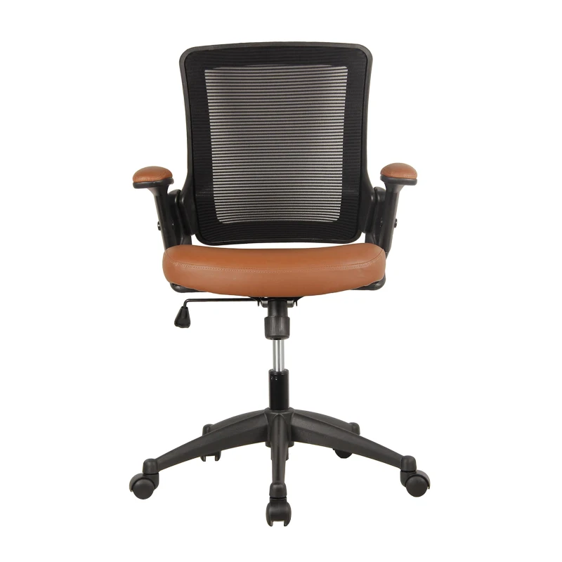 Breathable Task Chair with Adjustable Arms and Uphostered Seat Cushion, Ergonomic Office Chair for Workstations, 25" L x 25" W x 34" H, Brown