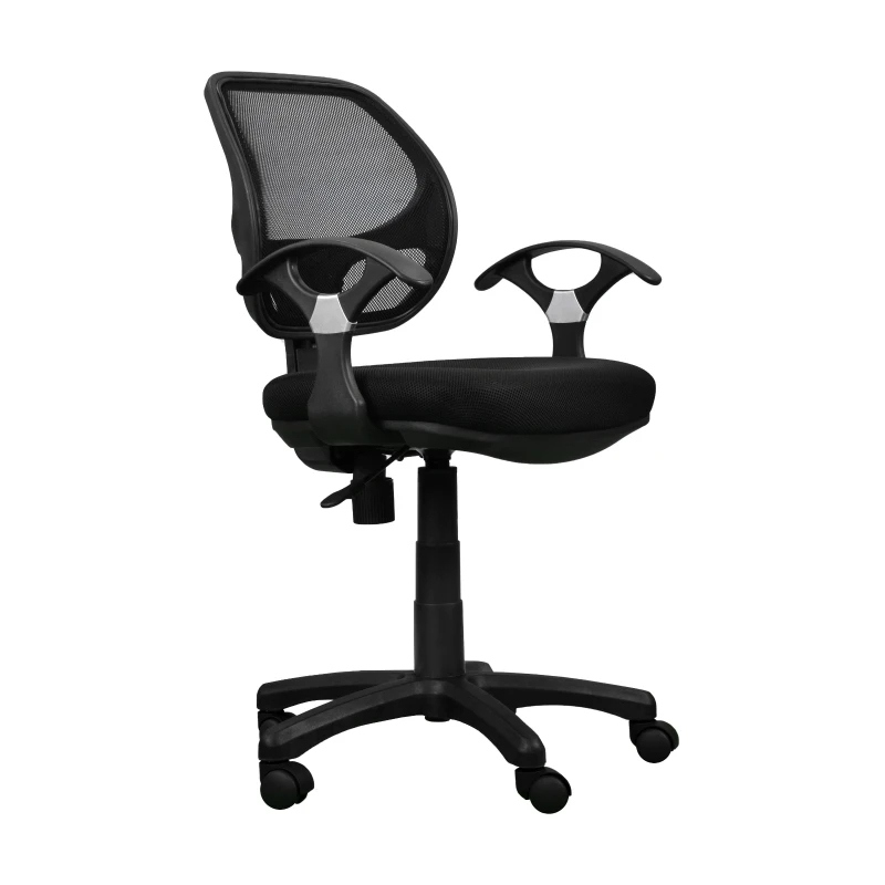 Breathable Office Chair with Contoured Fabric Seat Cushion and Contoured Armrests, Task Chair for Offices, 23.5" L x 22.5" W x 35" H, Black