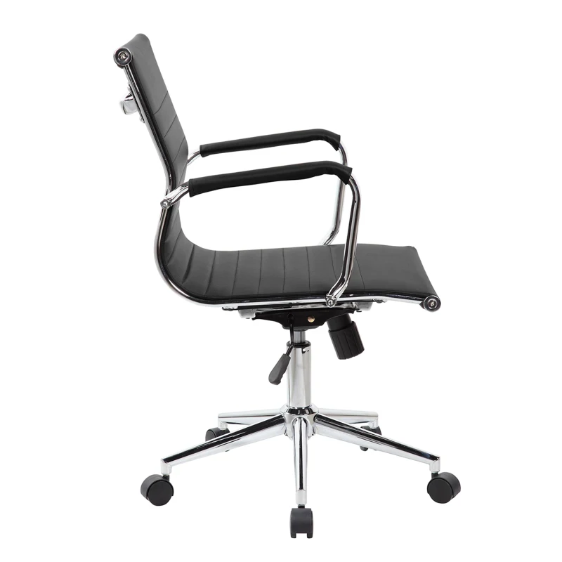 Cozy Office Chair with Flip-Up Arms and TechniFlex Upholstery, Flexible Racer Seat with Locking Tilt Control, 22.5″ L x 23.5″ W x 36″ H, Black