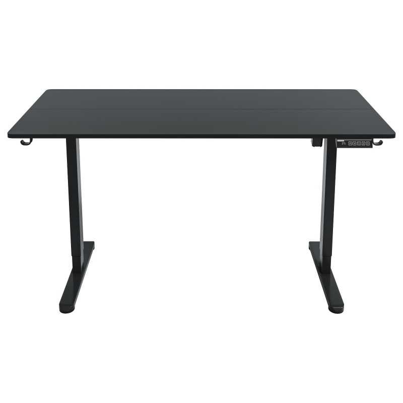 Sleek Electric Standing Desk with 3 Memory Presets and Hooks, Height Adjustable Sit to Stand Computer Desk for Home Office, 55'' L x 23.5″ W x 28'' H, Black