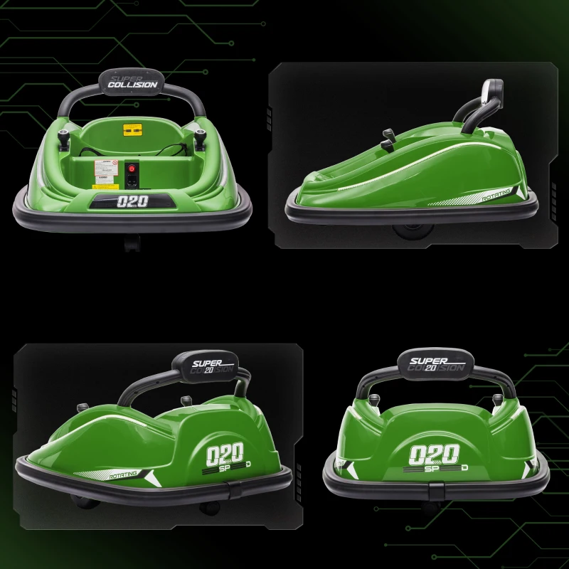 Aosom 12V Kids Bumper Car Twins Motor, w/ Parent Remote Control, Lights, 360° Rotation