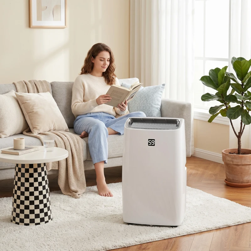 HOMCOM 14000 BTU Portable Air Conditioner, AC Unit with Cool, Dehumidifier, Fan, 549 Sq. ft, 24H Timer On Off, Window Kit