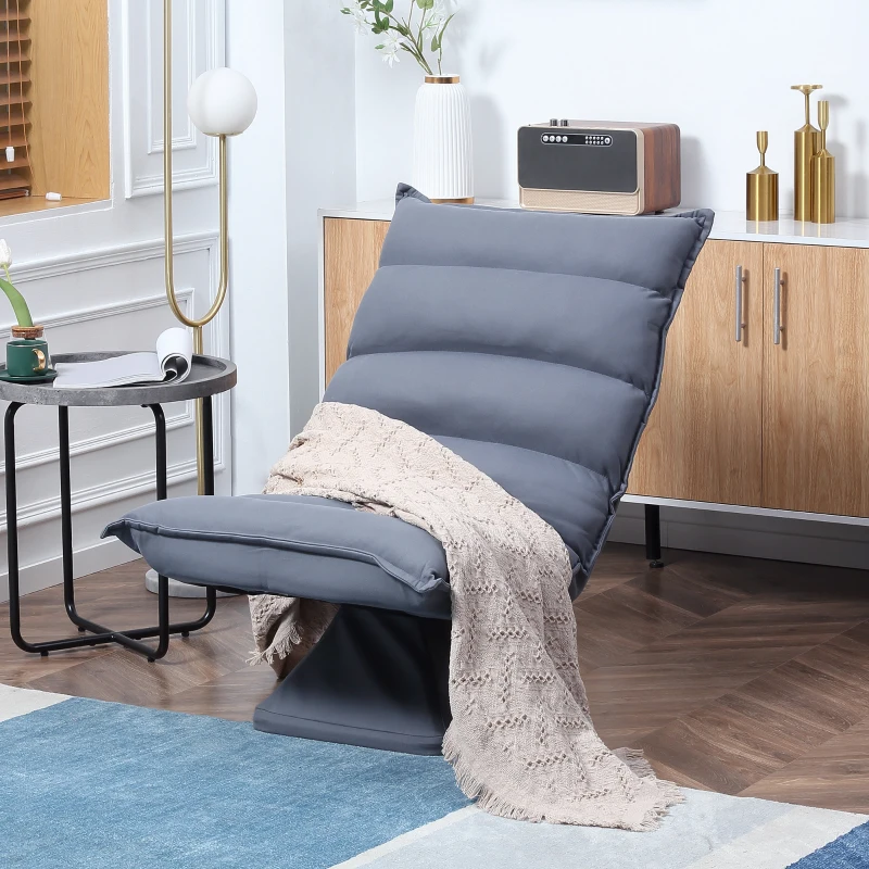 HOMCOM Swivel Floor Chair with Back Support, Microfiber Adjustable Video Gaming Chair for Reading, Lounging, Meditating, Gray