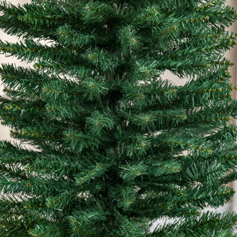 HOMCOM 7ft Unlit Pencil Artificial Christmas Tree with Realistic Branches and 499 Tips, Plastic Base, Green