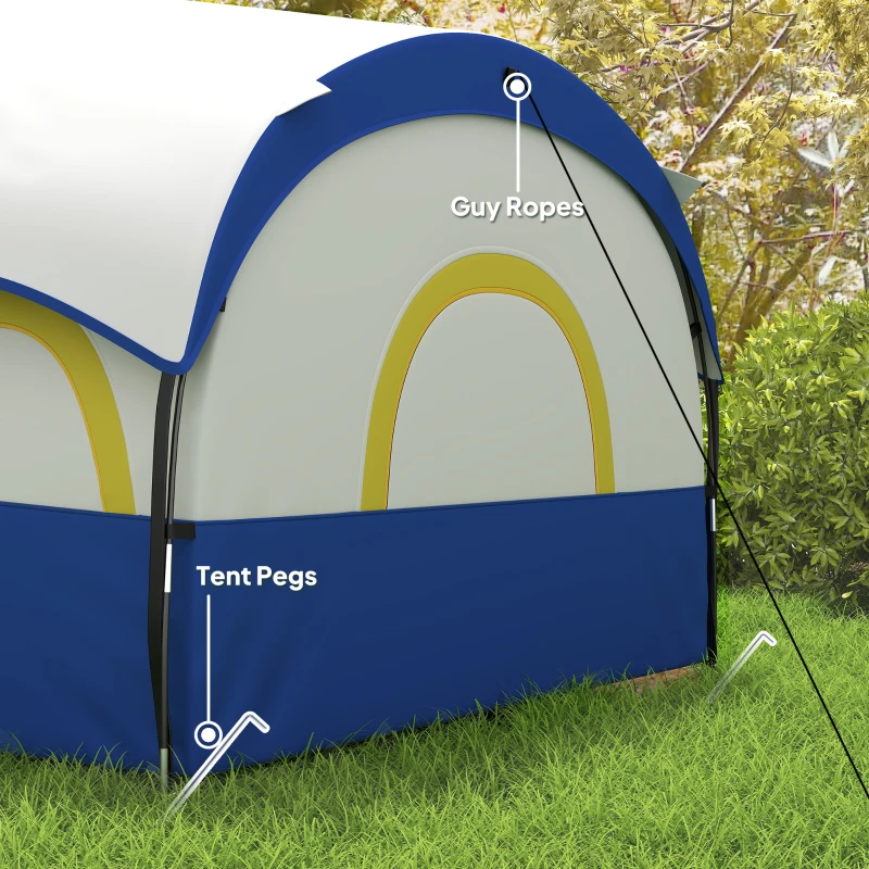 Outsunny 4 Person Camping Tent, 3 Room Cabin Tent, 3000mm Waterproof and UPF30+ with Sewn in Groundsheet and Carry Bag, Blue