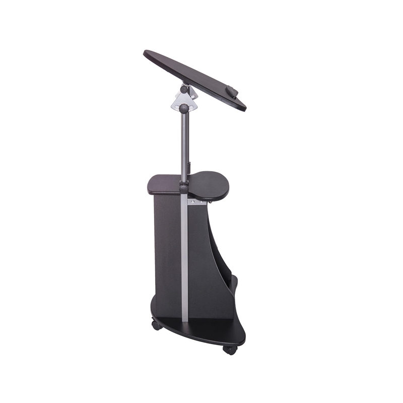 Ergonomic Sit-to-Stand Laptop Cart with Tilting Panel, Storage-Equipped Laptop Stand for Offices, 21.5″ L x 17″ W x 31.5″ H, Black