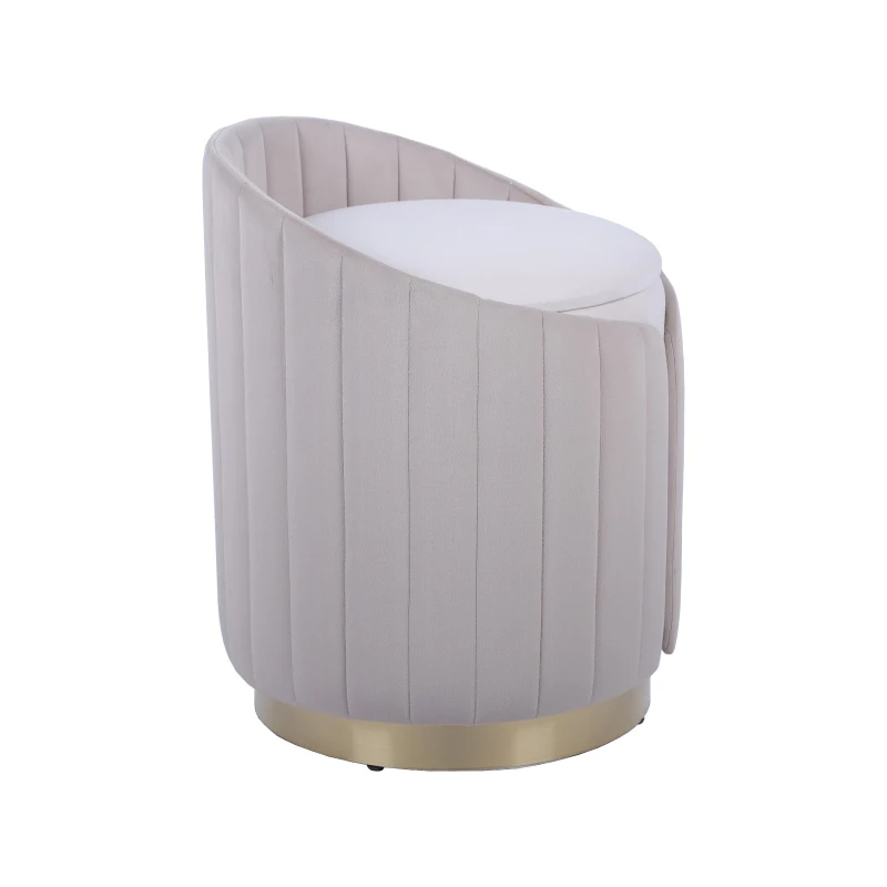 Practical Storage Ottoman with Hidden Compartment, Cozy Vanity Stool for Bedrooms and Living Rooms, 15.5" L x 15.5" W x 19" H, Taupe