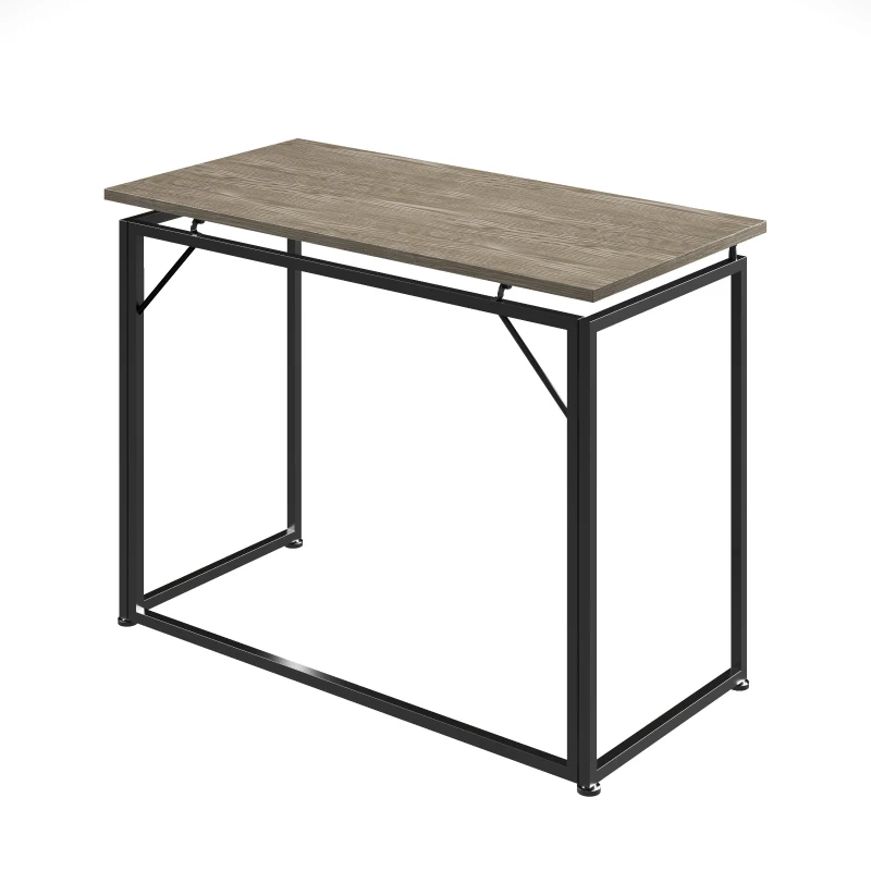 Sleek Folding Desk with Sturdy Steel Legs and MDF Top, Space-Saving Small Computer Writing Table for Apartment, 39.5" L x 19.5" W x 29" H, Grey