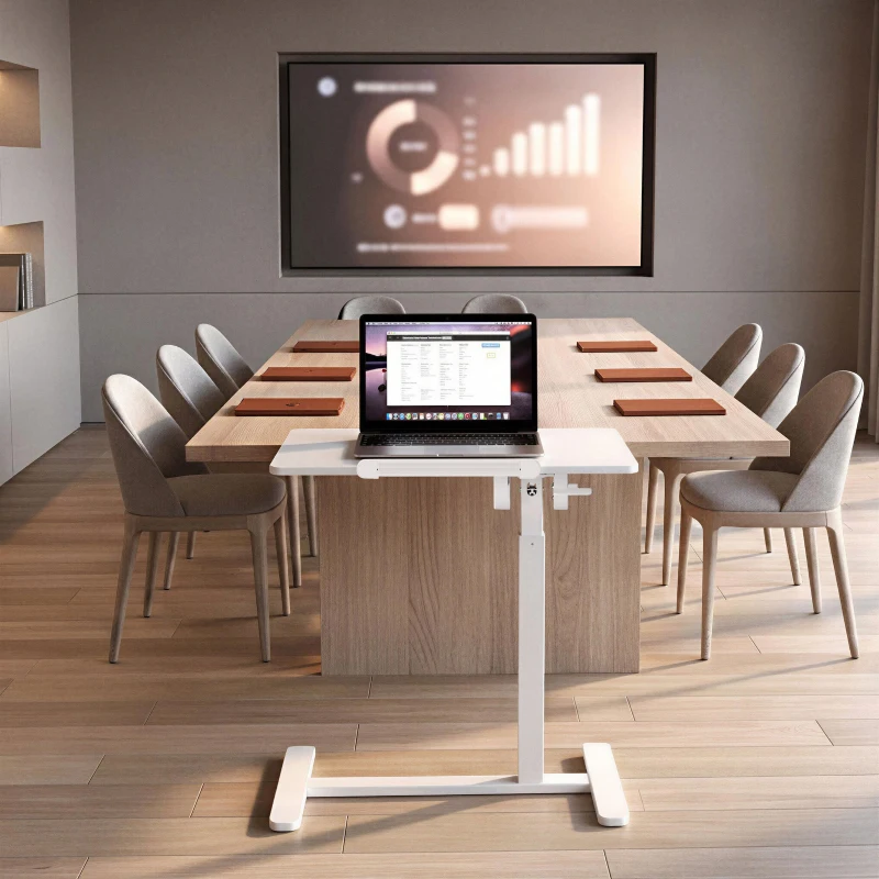 Sit-to-Stand Laptop Cart with Tilt Desk, Versatile Mobile Stand for home offices, classrooms, or bedside, 27.5" L x 16.5" W x 27" H, White