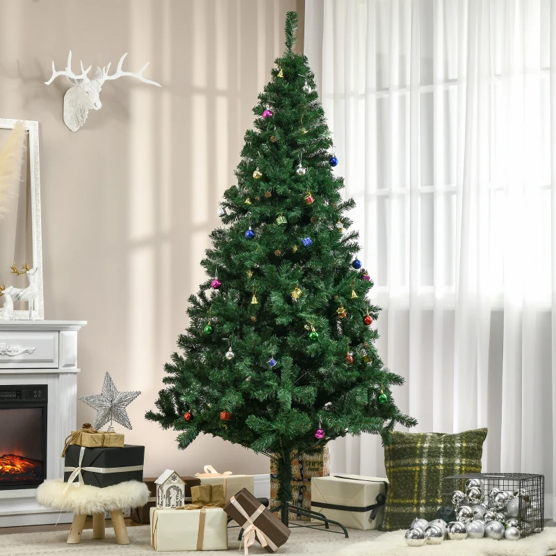 HOMCOM 7ft Green Christmas Tree Artificial Xmas Holidays Party with Decoration Ornament