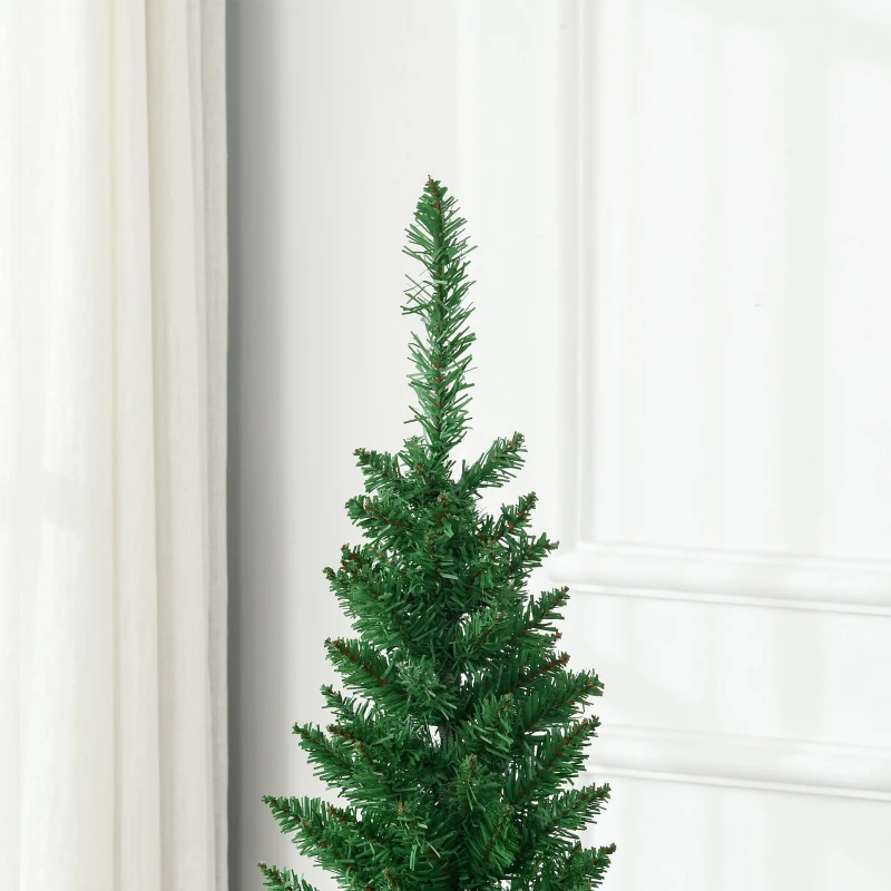 HOMCOM 5FT Decorated Christmas Tree, Pencil Christmas Tree with 294 Realistic Branch Tips and Plastic Stand, Light Green