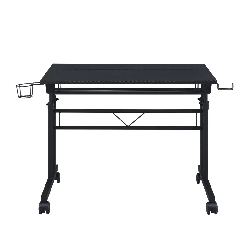 Mobile Writing Desk with Height Adjustment and Headphone Hook, Compact Worktable for Offices and Study Rooms, 35″ L x 23.5″ W x 28″ H, Black