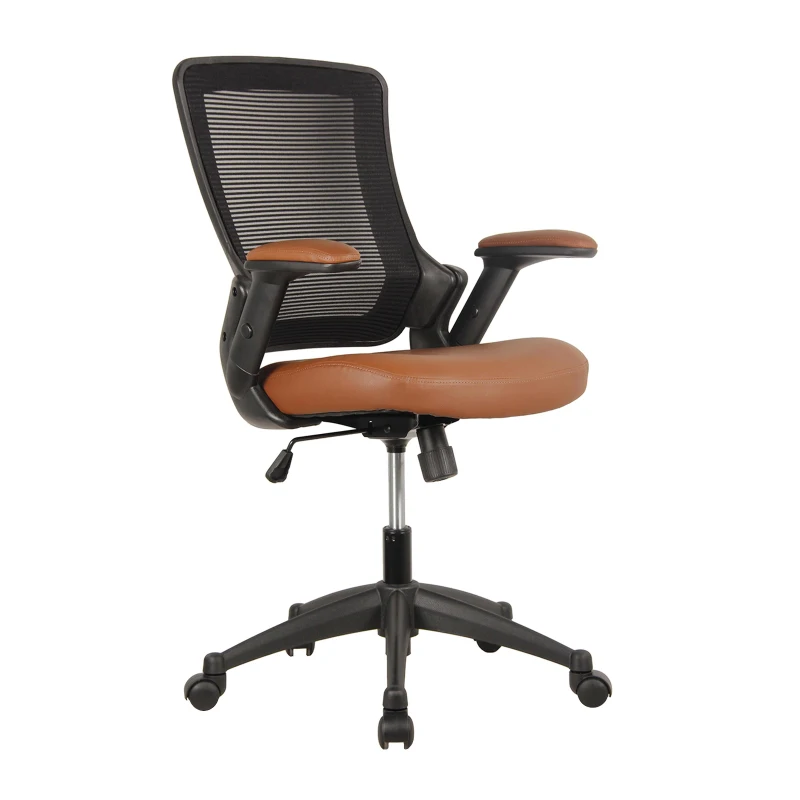 Breathable Task Chair with Adjustable Arms and Uphostered Seat Cushion, Ergonomic Office Chair for Workstations, 25" L x 25" W x 34" H, Brown