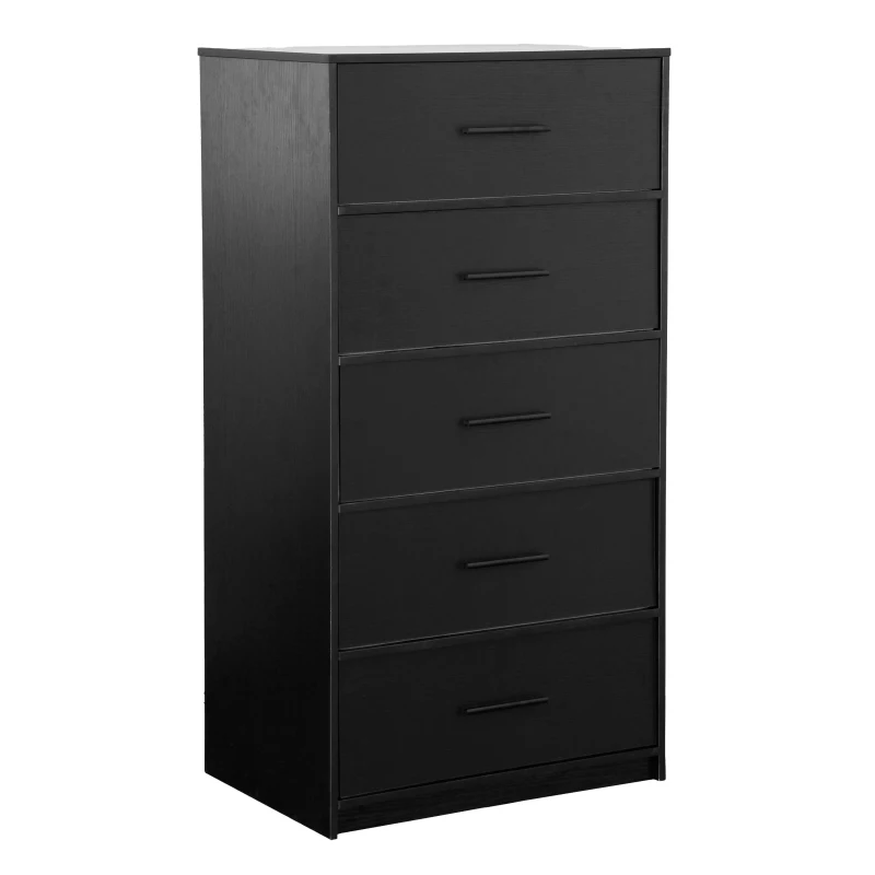 Spacious 5-Drawer Dresser with Water-Resistant Top, Ideal Storage Chest for Bedrooms, Playrooms, Entryways, 22.5" L x 15.5" W x 43" H, Black