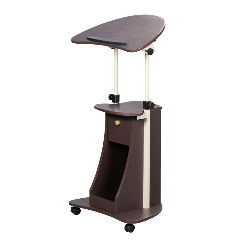 Ergonomic Sit-to-Stand Laptop Cart with Tilting Panel, Storage-Equipped Laptop Stand for Offices, 21.5″ L x 15.5″ W x 31.5″ H, Chocolate