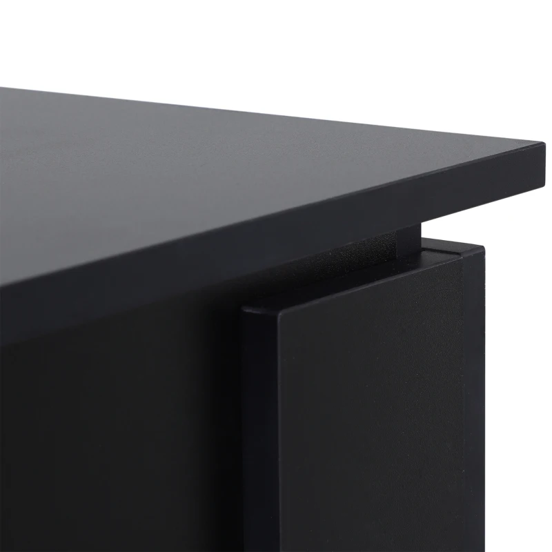 HOMCOM 2 Tier Simple Modern Coffee Table Bottom Shelf Living Room Black