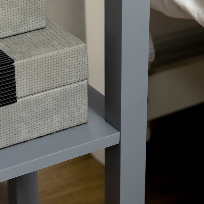 HOMCOM 2-Tier Nightstand, Side Table with Drawer and Shelf for Living Room or Bedroom, Set of 2, Gray