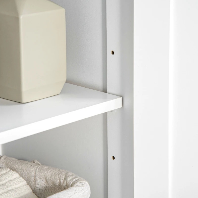 kleankin Bathroom Cabinet, Bathroom Storage Cabinet with 2 Drawers, Adjustable Shelf for Living Room, Entryway, White