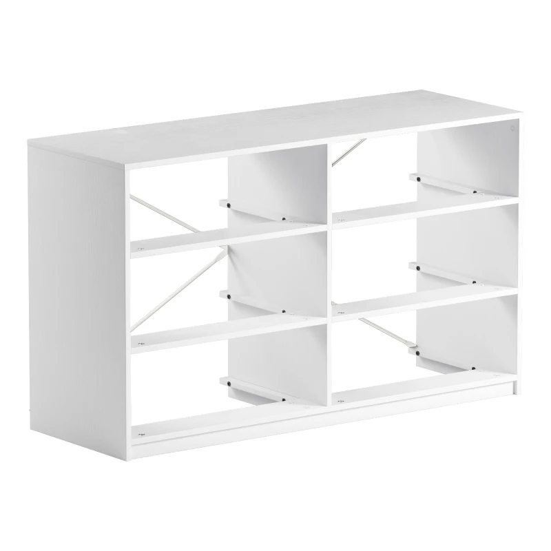 Versatile 6-Drawer Dresser with Water-Resistant Top, Ideal Storage Chest for Bedrooms, Playrooms, Entryways, 44.5" L x 16" W x 26.5" H, White