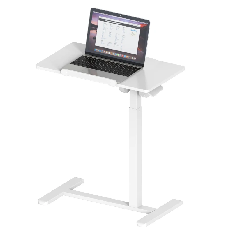 Sit-to-Stand Laptop Cart with Tilt Desk, Versatile Mobile Stand for home offices, classrooms, or bedside, 27.5" L x 16.5" W x 27" H, White