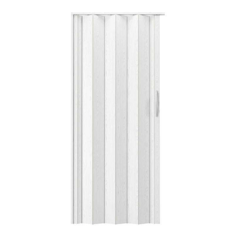 32" W Sleek Foldable Accordion Door with Double-Walled Panels, Space-Saving Interior PVC Sliding Door for Bedroom, 32'' L x 1'' W x 80'' H, White Oak