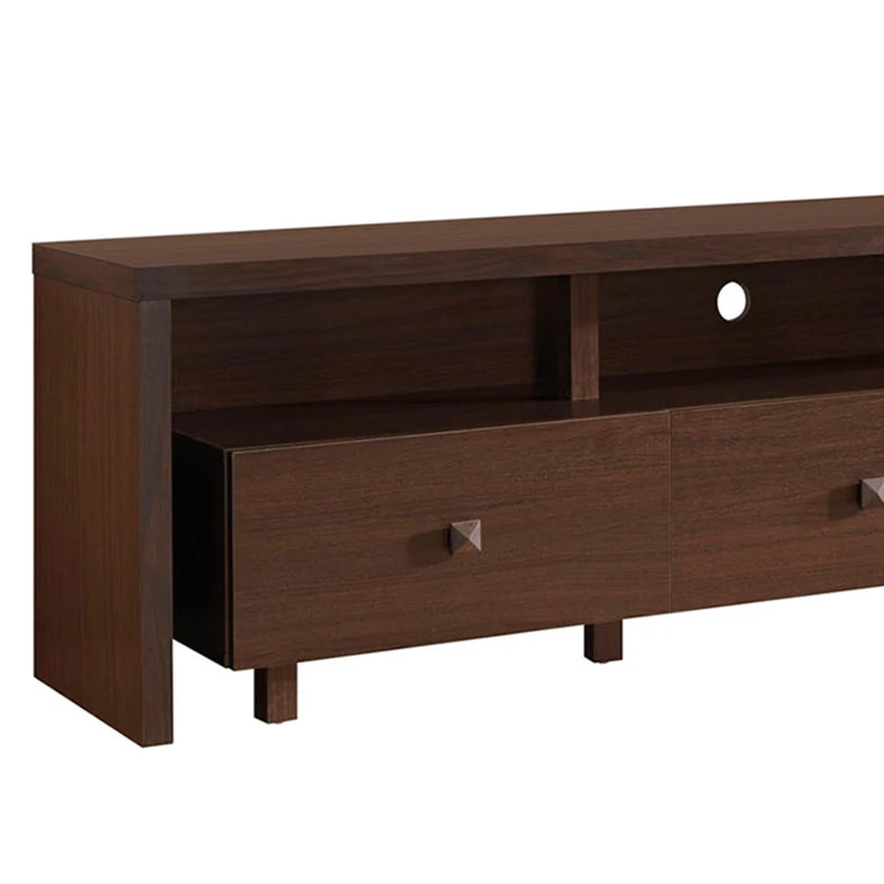Elegant Hickory TV Stand with 3 Drawers and Cable Management, Modern Media Entertainment Console for Living Room, 70.5" L x 15" W x 20" H, Brown