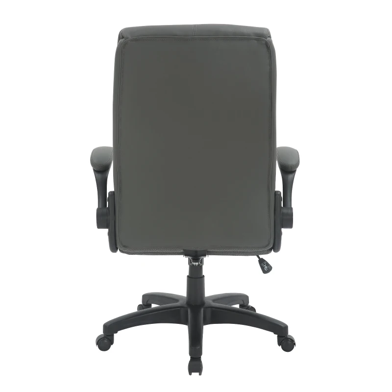 Leather Executive Chair with Ergonomic Curved Back, Versatile Desk Chair for Study Rooms, Conference Rooms, 28.5" L x 28" W x 44.5" H, Gray