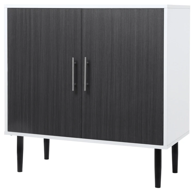 HOMCOM Sideboard Buffet Cabinet, Kitchen Storage Cabinet with Double Door Cupboards, Adjustable Shelf and Steel Legs, Gray