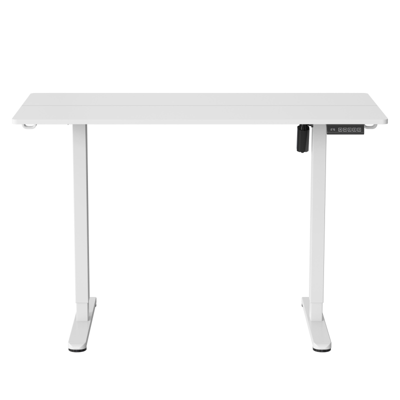 Sleek Electric Standing Desk with Memory Presets and Hooks, Height Adjustable Sit to Stand Computer Desk for Home Office, 47.5'' L x 23.5'' W x 28'' H, White