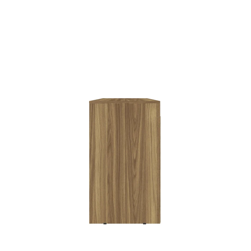 Warm Home Office Workstation with Storage Cabinet and Shelves, Modern Computer Desk with Cable Management, 43.5" L x 17.5" W x 29" H, Walnut