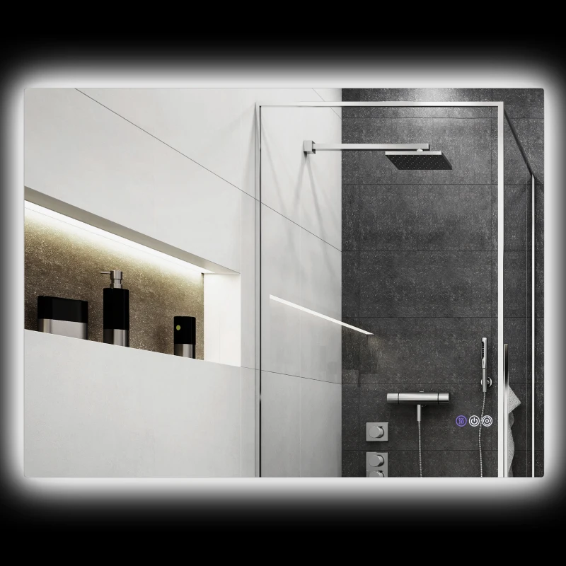 HOMCOM Dimmable Bathroom Mirror with Lights, 37" x 35" Backlit LED Mirror w/ Anti-Fog, Memory & Infinite Color Temperature