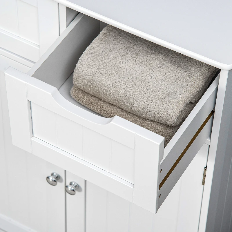 kleankin Bathroom Cabinet, Bathroom Storage Cabinet with 2 Drawers, Adjustable Shelf for Living Room, Entryway, White