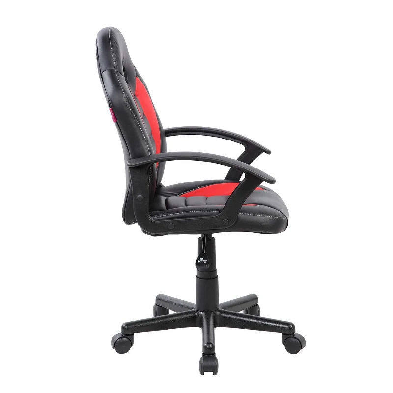 Sporty Gaming Chair with Pneumatic Height Adjustment and Non-Marking Casters, Perfect Racer-Style Chair for Kids, 21" L x 22" W x 35" H, Red