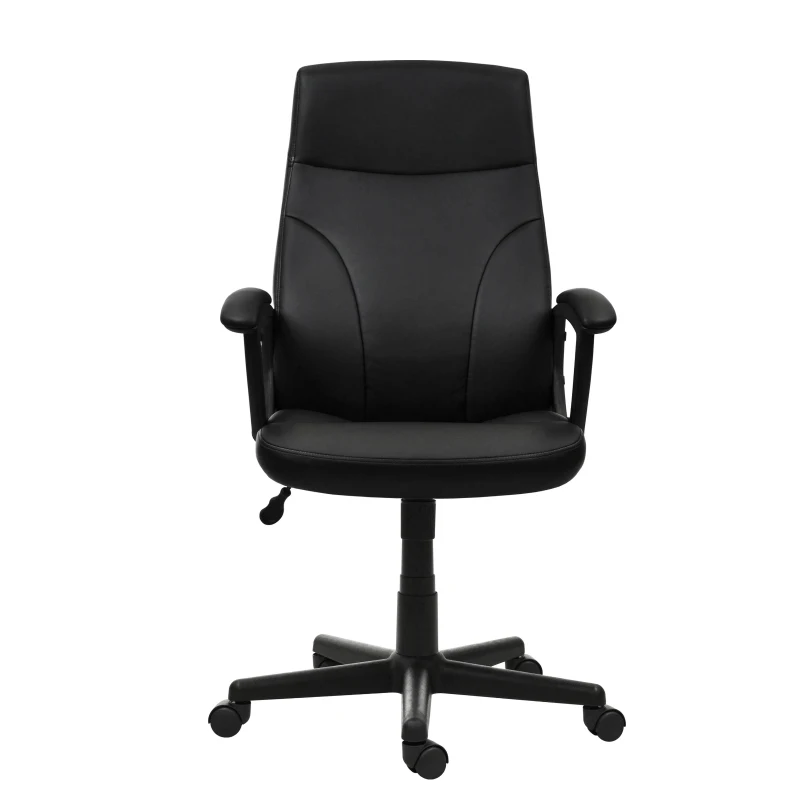 Cozy Office Chair with Flip-Up Arms and TechniFlex Upholstery, Flexible Racer Seat with Locking Tilt Control, 24.5″ L x 27.5″ W x 41″ H, Black