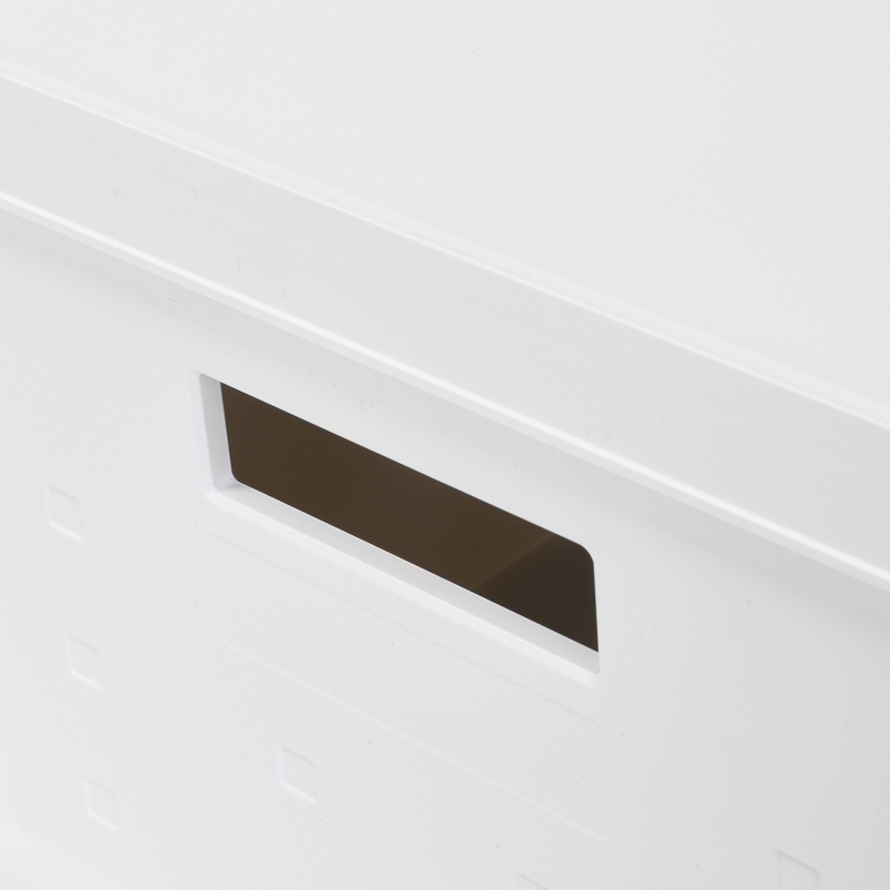 Stackable Storage Boxes with Secure Lids and Built-In Handles, Foldable Containers for Home or Office Organization, 13" L x 16" W x 10.5" H, White