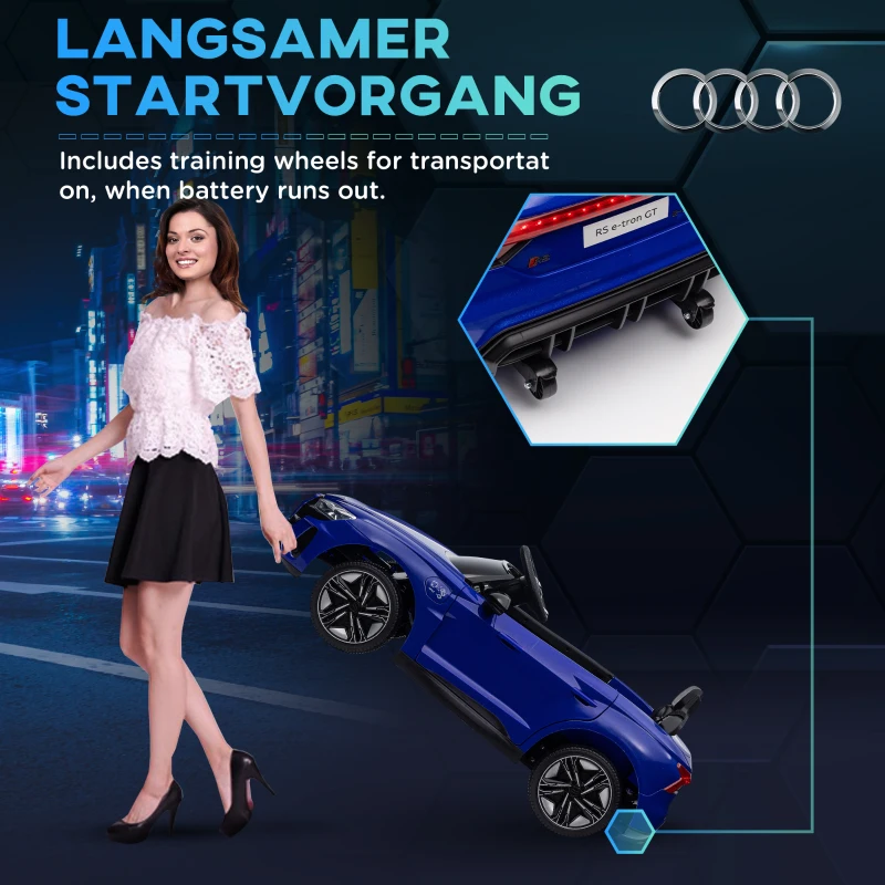 Aosom 12V Licensed Audi RS E-tron GT Kids Ride on Car with Remote Control, Suspension, Horn, Music, Lights, Dark Blue