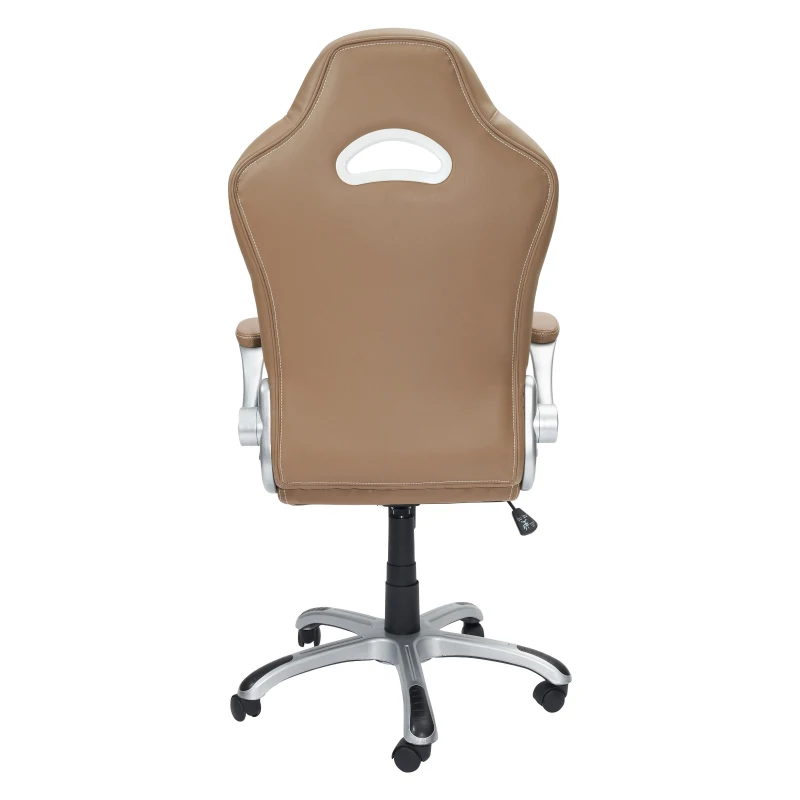Racer-style Chair with Flip-Up Arms and TechniFlex Upholstery, Flexible Racer Seat with Locking Tilt Control, 26.5" L x 27" W x 47" H, Camel