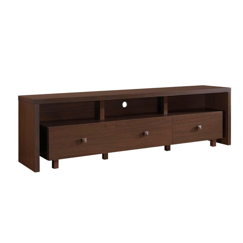 Elegant Hickory TV Stand with 3 Drawers and Cable Management, Modern Media Entertainment Console for Living Room, 70.5" L x 15" W x 20" H, Brown