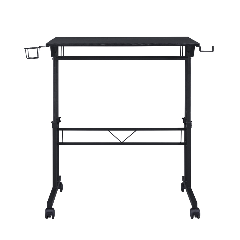 Mobile Writing Desk with Height Adjustment and Headphone Hook, Compact Worktable for Offices and Study Rooms, 35″ L x 23.5″ W x 28″ H, Black
