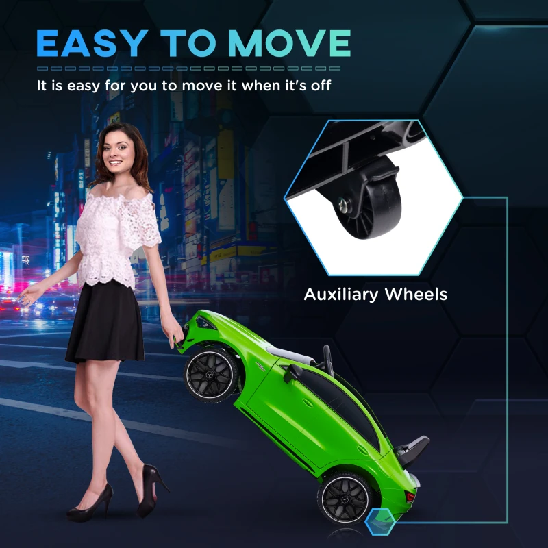 Qaba Mercedes-Benz AMG Licensed 12V Kids Ride on Car with Remote Control, Rear Suspension, LED Lights, Music, Green