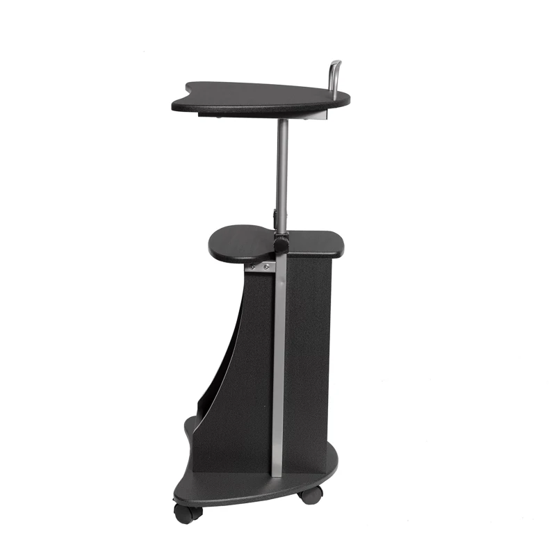 Adjustable Sit-to-Stand Laptop Cart with Dual Adjustment Knobs, Mobile Workstation for Offices, 21" L x 16″ W x 28″ H, Black